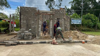 Wujudkan Kenyamanan Ibadah,Satgas Pamtas RI Malaysia Bangun Musholla 