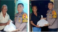 Bhabinkamtibmas Kelurahan Mariana Aipda Dian Ifansyah Berbagi Kepada Warga Kurang Mampu di Jalan Camar Pontianak Kota