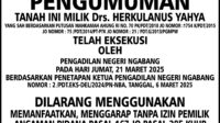 Tanah Milik Sah Drs. Herkulanus Yahya Resmi Dieksekusi oleh Pengadilan Negeri Ngabang