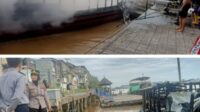 Polsek Kawasan Pelabuhan Dwikora Amankan Kejadian Kebakaran Kapal KM Mekar Jaya 01 di Pelabuhan Senghie
