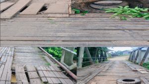 RUSAKNYA JEMBATAN PENGHUBUNG ANTAR DESA DI JANTUNG KECAMATAN MERANTI KABUPATEN LANDAK