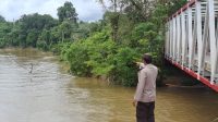 Tiang Listrik PLN Tumbang di Bantaran Sungai Ella Hilir, Polsek Ella Hilir Sampaikan Imbauan