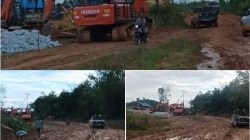 Jalan Depan Pondok Bupati Hancur, Alat Berat Menganggur Tak Difungsikan   