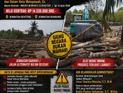Proyek Jembatan Rp14,5 Miliar BPJN Kalbar Disorot, Progres Diduga Lamban, Keselamatan Publik Terabaikan?