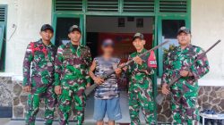 Jaga Keamanan Perbatasan, Satgas Pamtas RI-Malaysia Yonarmed 19/Bogani Terima Dua Senjata Api Rakitan dari Warga