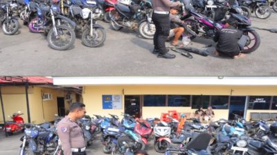 Respons Keluhan Masyarakat, Satlantas Polres Sintang Amankan 40 Motor Berknalpot Brong dalam Strong Point Pagi