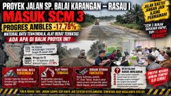 PROYEK JALAN SP. BALAI KARANGAN–RASAU I MASUK SCM 3 PROGRES AMBLES -17,78 PERSEN, MATERIAL BATU TERKENDALA — DUGAAN SETORAN FANTASTIS DAN LEGALITAS SUMBER MATERIAL MENGUAT