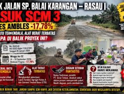 PROYEK JALAN SP. BALAI KARANGAN–RASAU I MASUK SCM 3 PROGRES AMBLES -17,78 PERSEN, MATERIAL BATU TERKENDALA — DUGAAN SETORAN FANTASTIS DAN LEGALITAS SUMBER MATERIAL MENGUAT