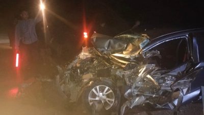Kabut Ganggu Jarak Pandang, Truk Tangki dan Grand Livina Terlibat Laka di Jalan Raya Beduai